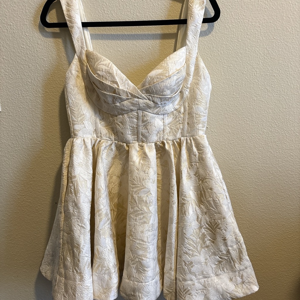 Elegant White Floral Hoco Dress